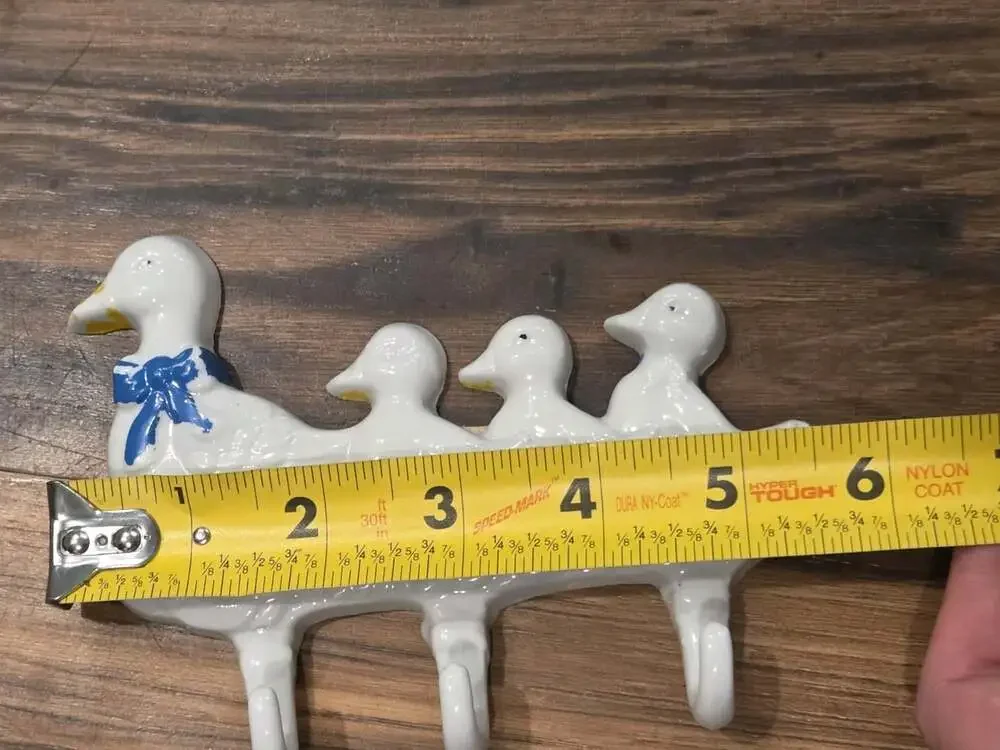 Vtg 1986 Ceramic Mother Duck Ducklings Wall Hook Coat Rack Country Farmhouse
